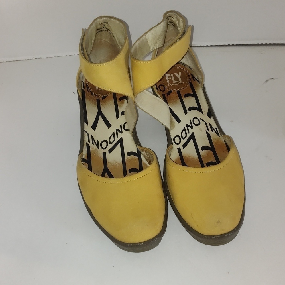 Fly London shoes Mustard Yellow Leather Wedge Shoes Size 40 About A 8.5 To 9.5us